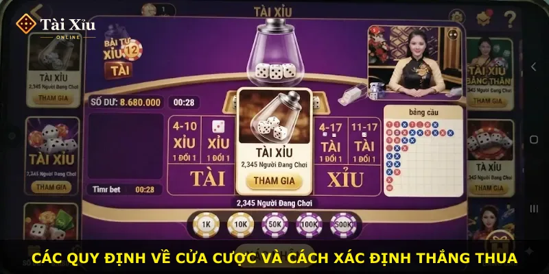 Các quy định về cửa cược và cách xác định thắng thua