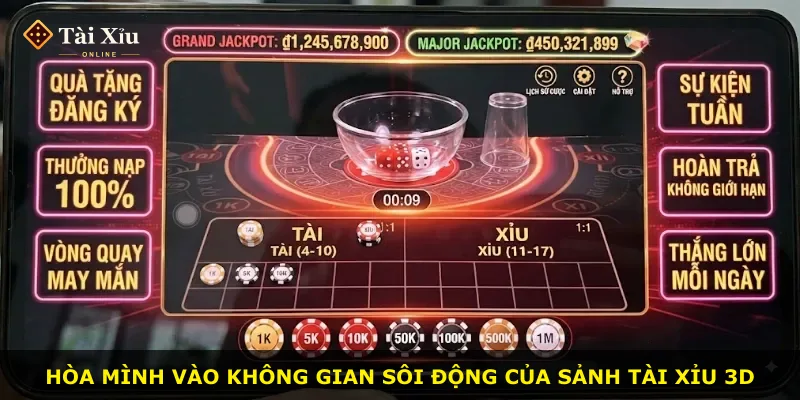 Hòa mình vào không gian sôi động của sảnh Tài xỉu 3D