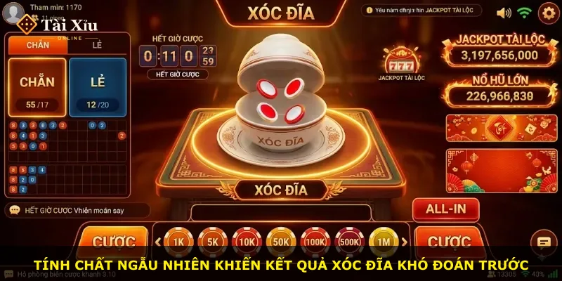 Tính chất ngẫu nhiên khiến kết quả xóc đĩa khó đoán trước